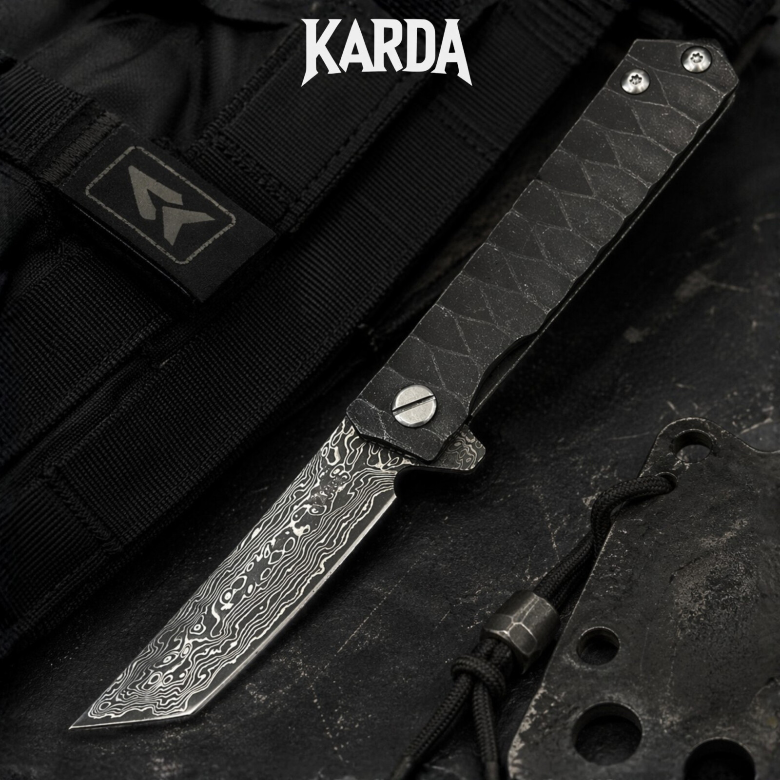 Ніж Складний Karda D051 Damascus Tanto